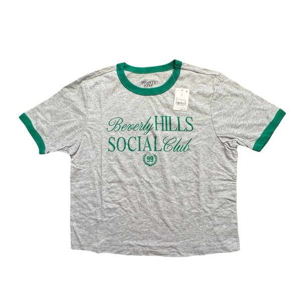 Mighty Fine Beverly Hills Gray Tee with Green Trim, M - Picture 3 of 4